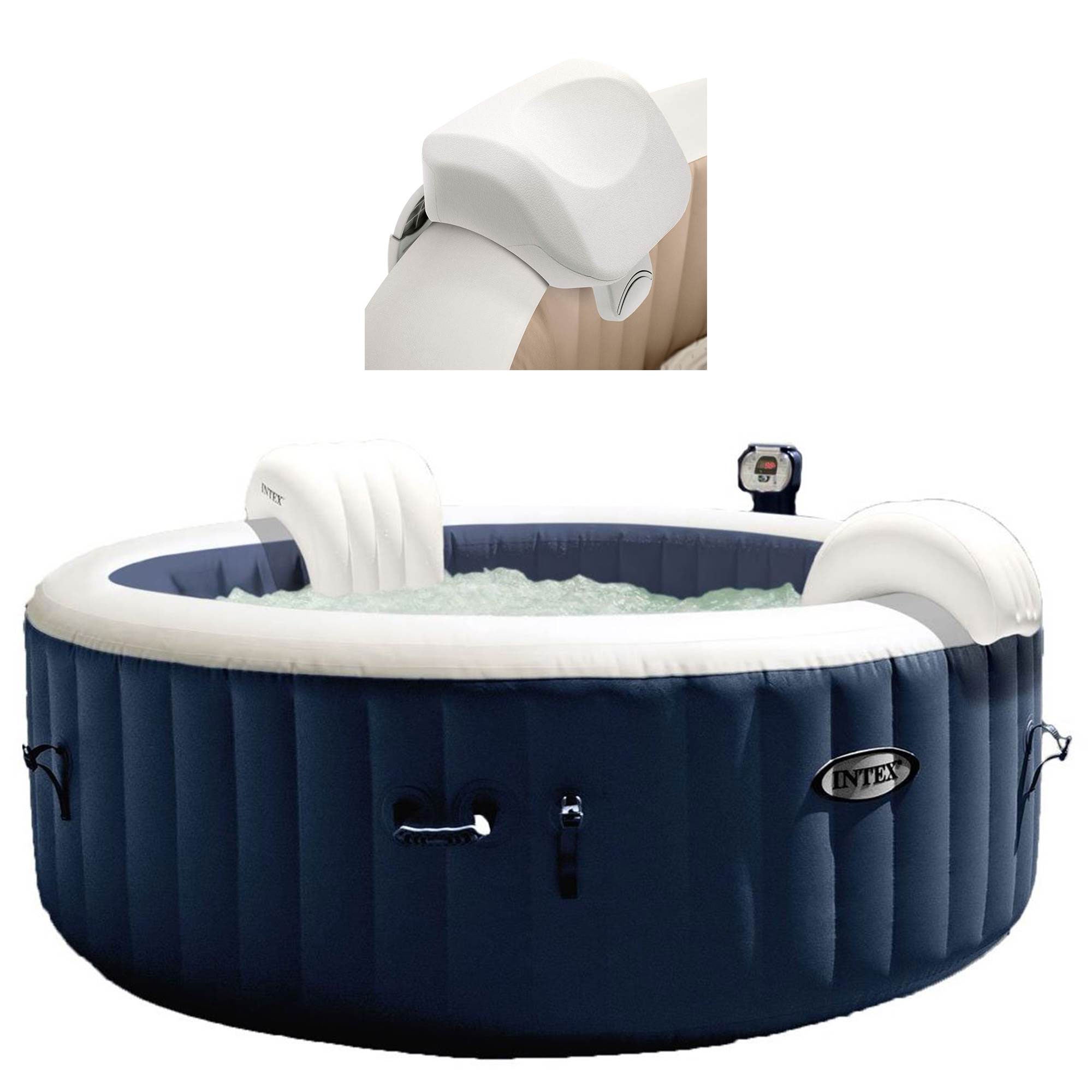 Intex PureSpa Inflatable Bubble Jets 4 Person Hot Tub with Soft Foam Headrest