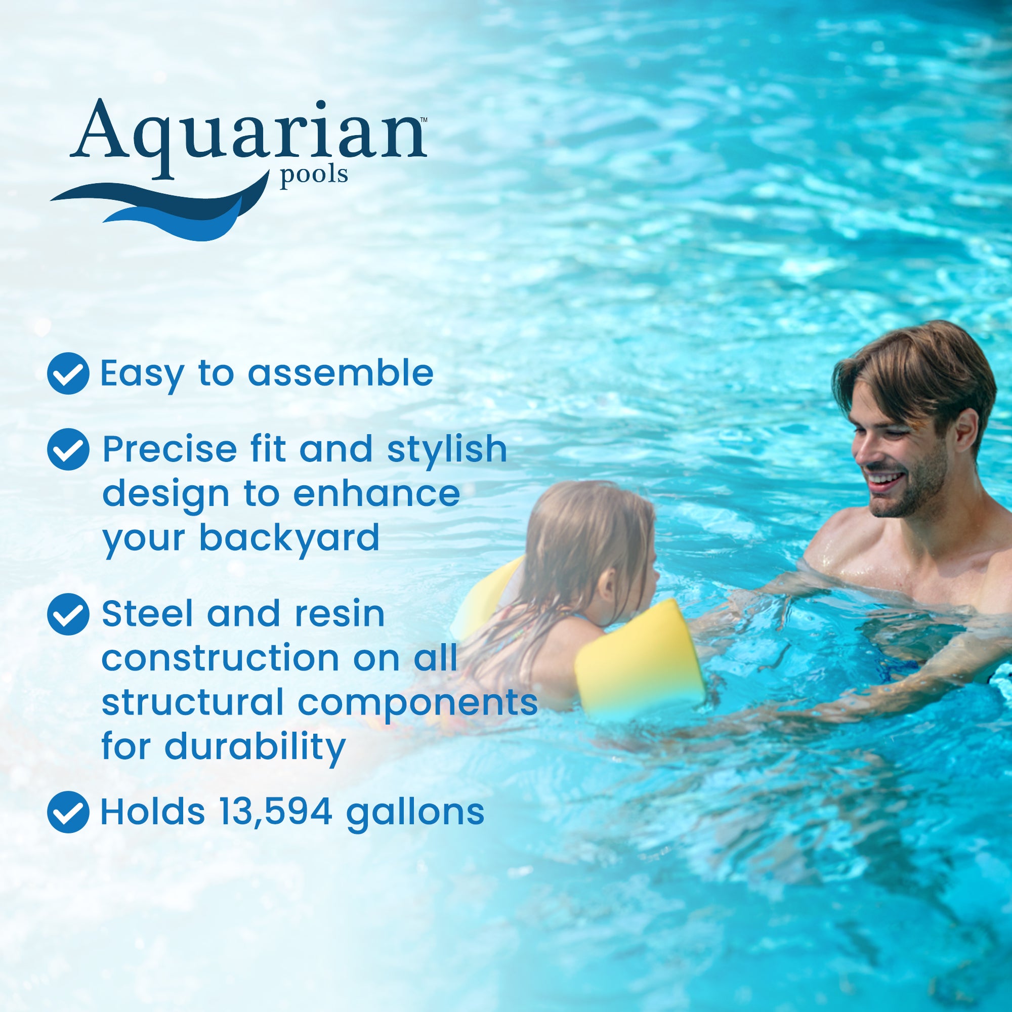 Aquarian Pools Fuzion Series 24 Feet x 52 Inch Round Above Ground Swimming Pool - VMInnovations