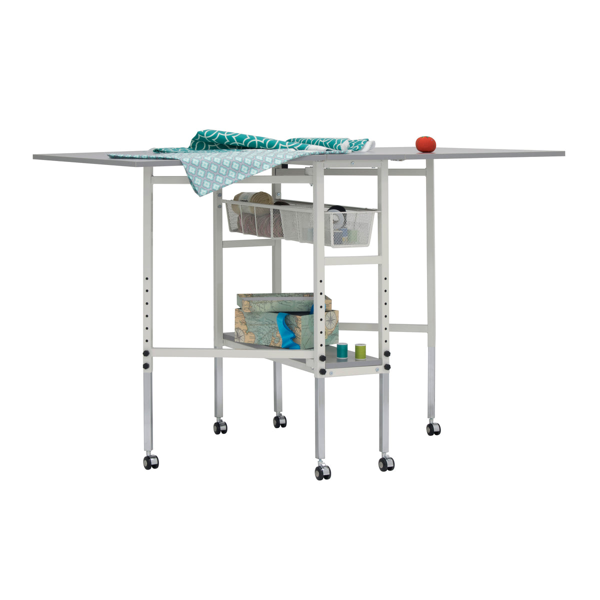 Spree 60" x 36" Adjustable Folding Multipurpose Craft Table with Metal Drawers