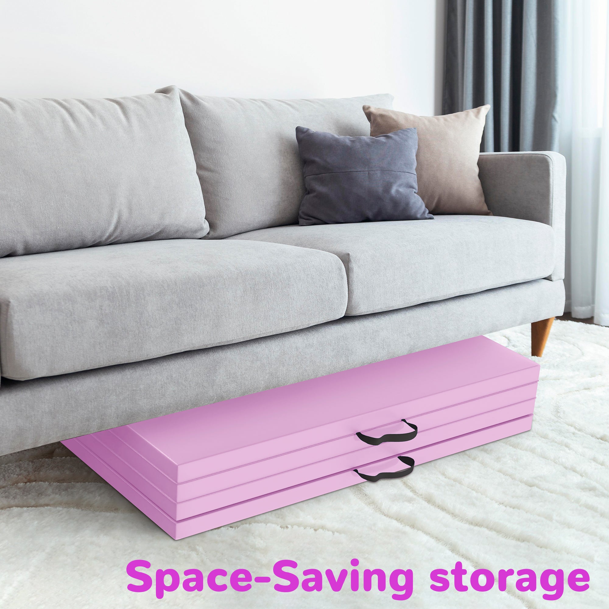 BalanceFrom Fitness 120 x 48" All Purpose Folding Gymnastics Exercise Mat, Pink