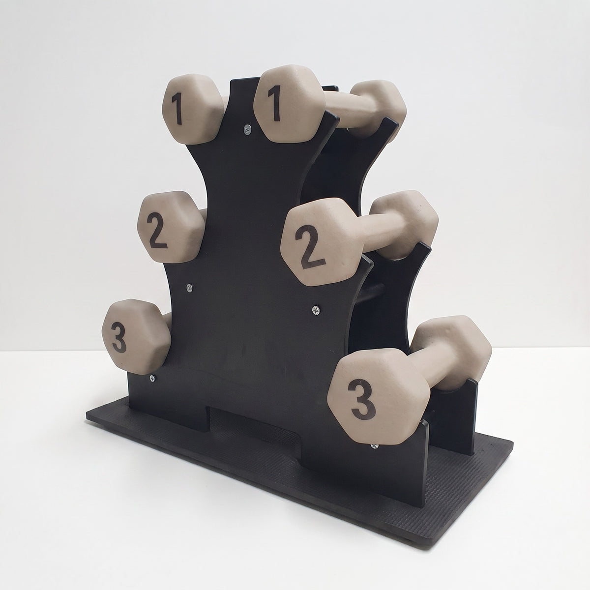 Aurorafy Neoprene Dumbbell Workout Set with Rack, 1 lbs, 2 lbs, & 3 lbs, Beige