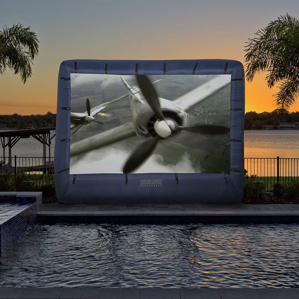 Gemmy Self Inflating Widescreen 123 Inch x 70 Inch Projection Screen (Used)