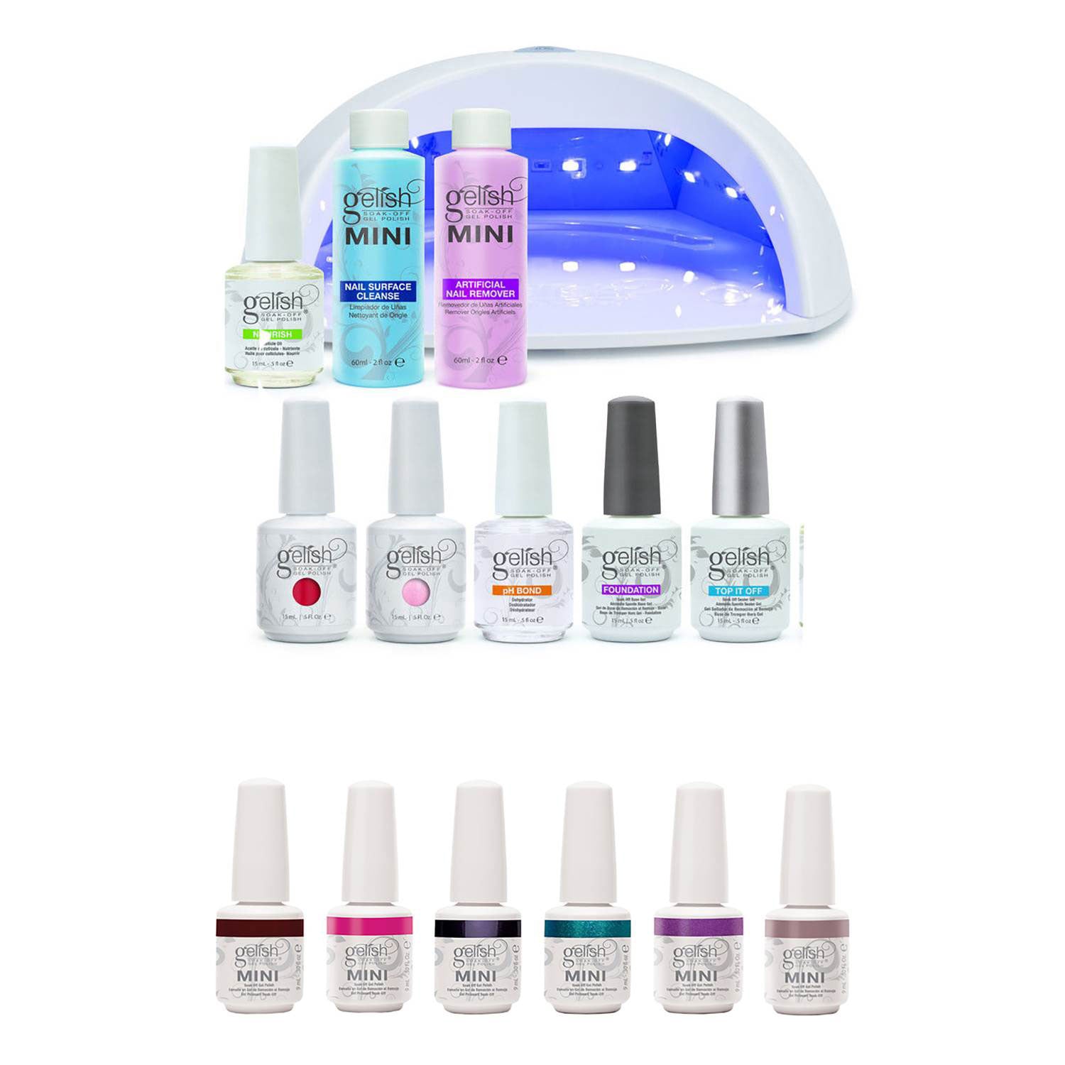 Gelish Harmony Gel Nail Polish Kit + Intergalactic Glam 9 mL Gel Polish Set