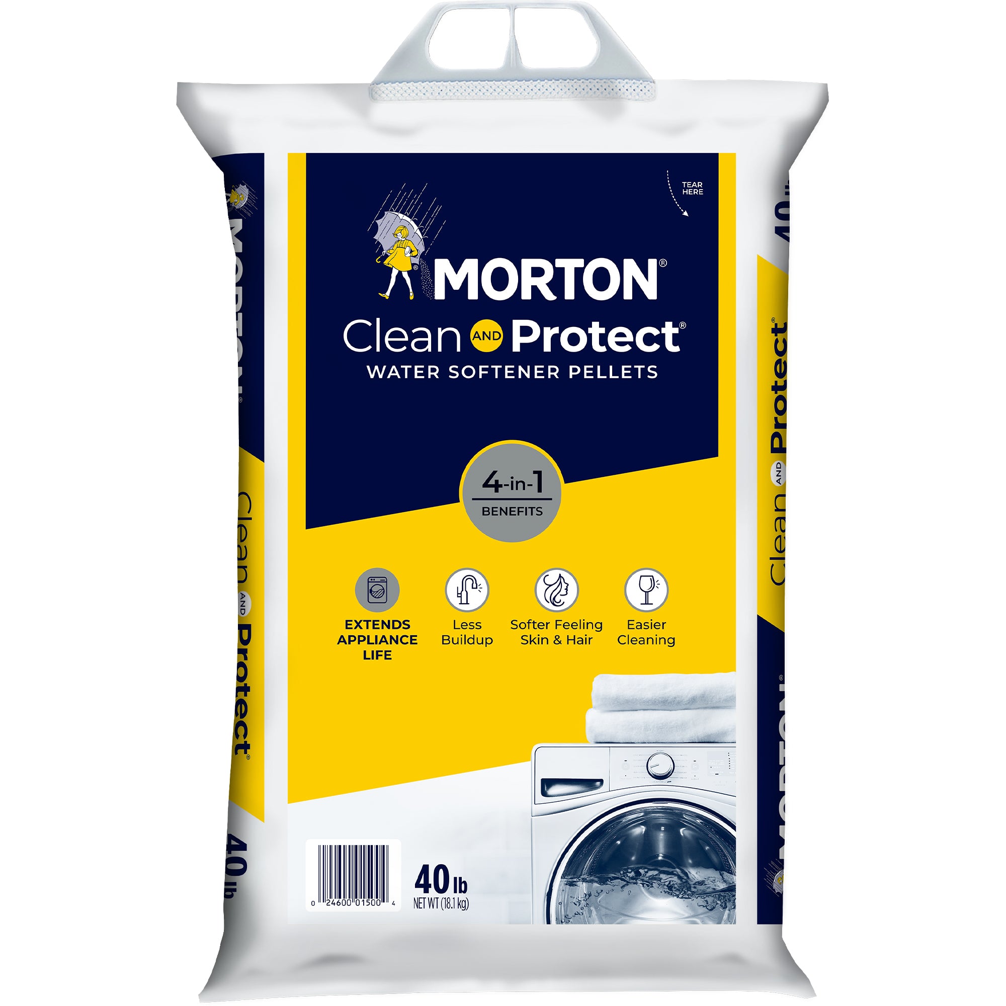 Morton Salt Clean and Protect Sodium Chloride Water Softener Pellets, 40 Pounds