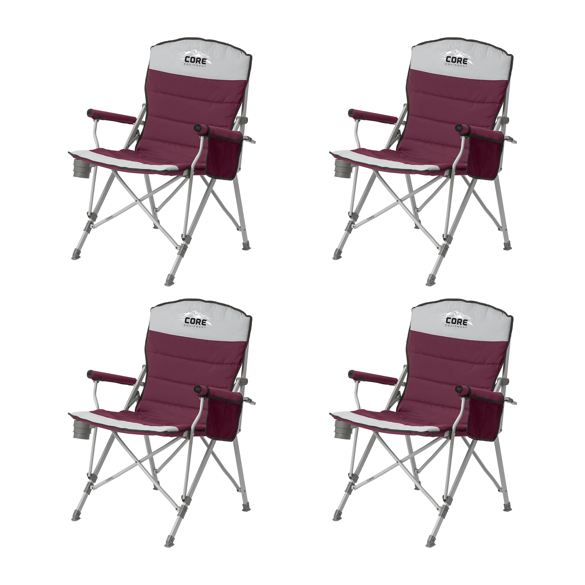 CORE Padded Arm Chair with Carry Bag, Gray (4 Pack) - VMInnovations
