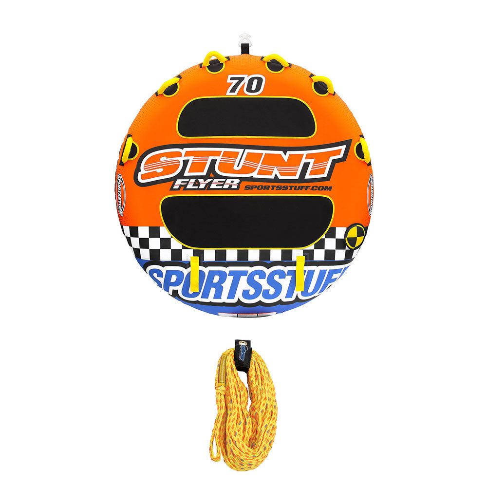 SPORTSSTUFF Stunt Flyer 1-2 Person Inflatable Tube w/ 2-Rider Tube Rope