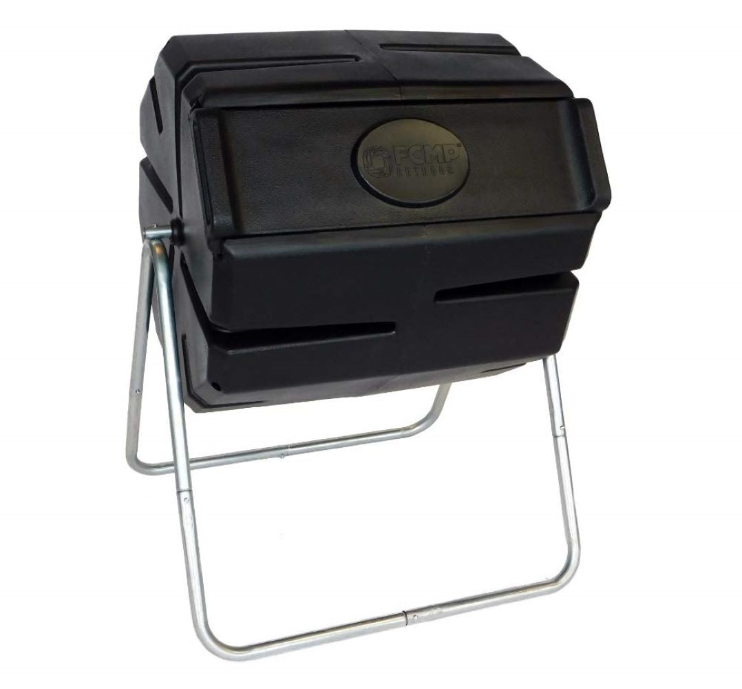 FCMP Outdoor 37 Gallon 1 Piece Tumbling Composter Bin for Soil (Open Box)