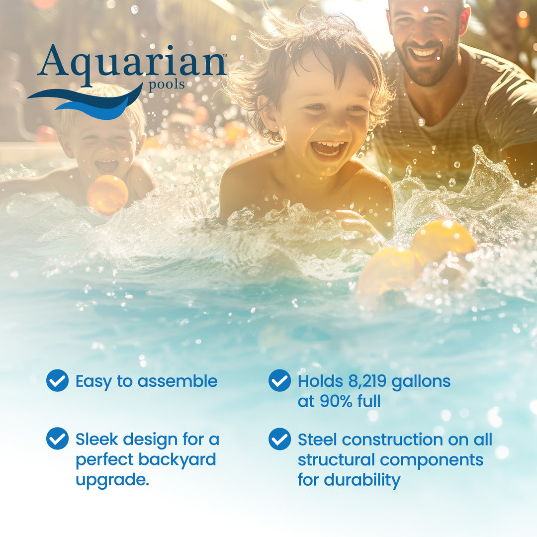 Aquarian Pools Khaki Venetian 21ft x 52in Outdoor Above Ground Swimming Pool - VMInnovations