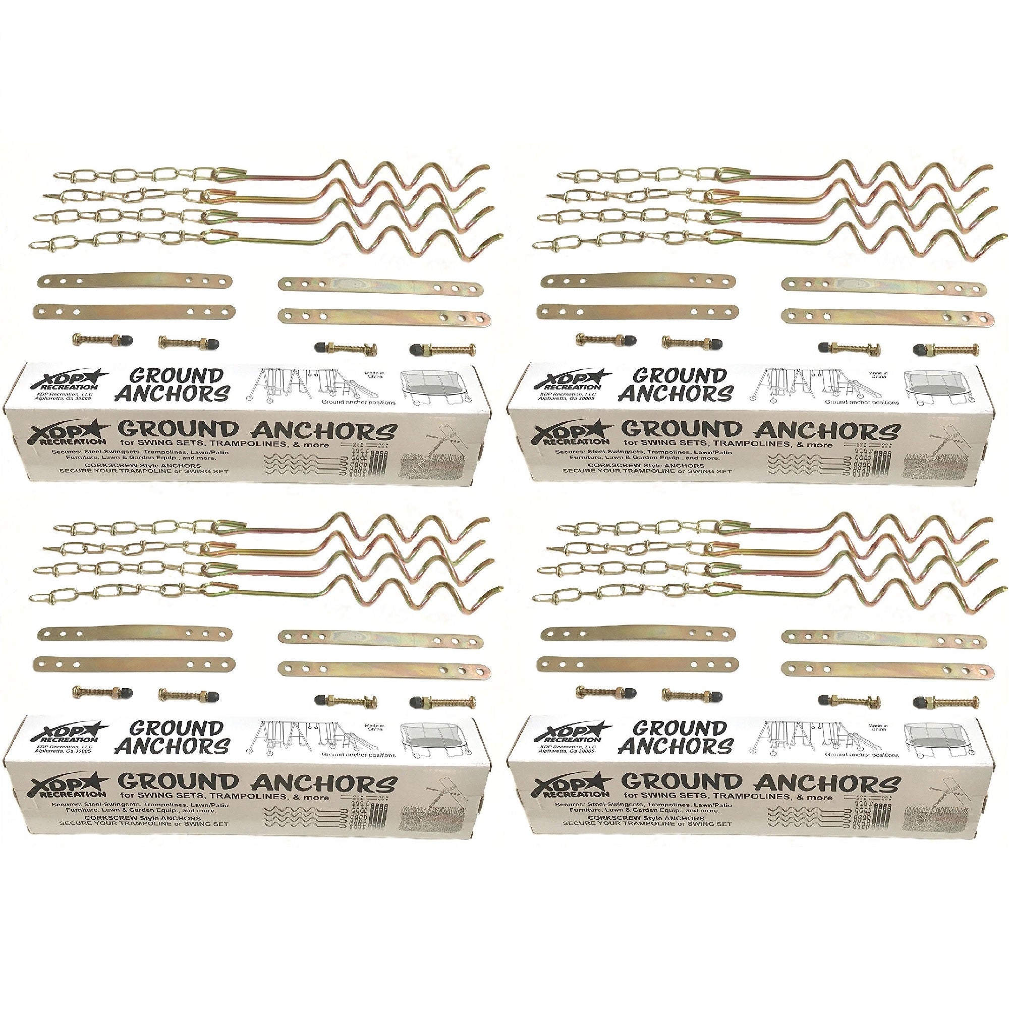 XDP Recreation Swing Set Trampoline & Patio Furniture Metal Anchor Kit (4 Pack)