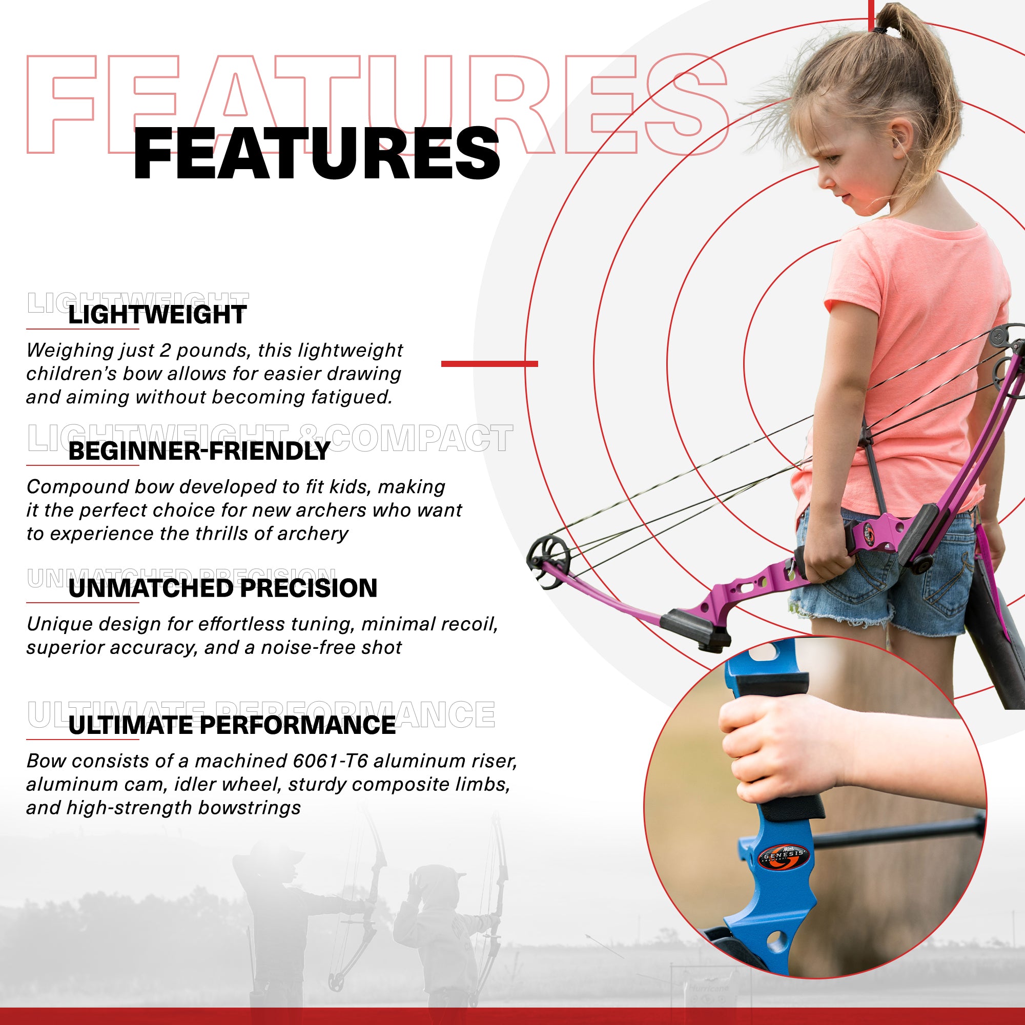 Genesis Mini, Archery Compound Bow w/Adjustable Sizing, Right Hand, Blk(Used) - VMInnovations