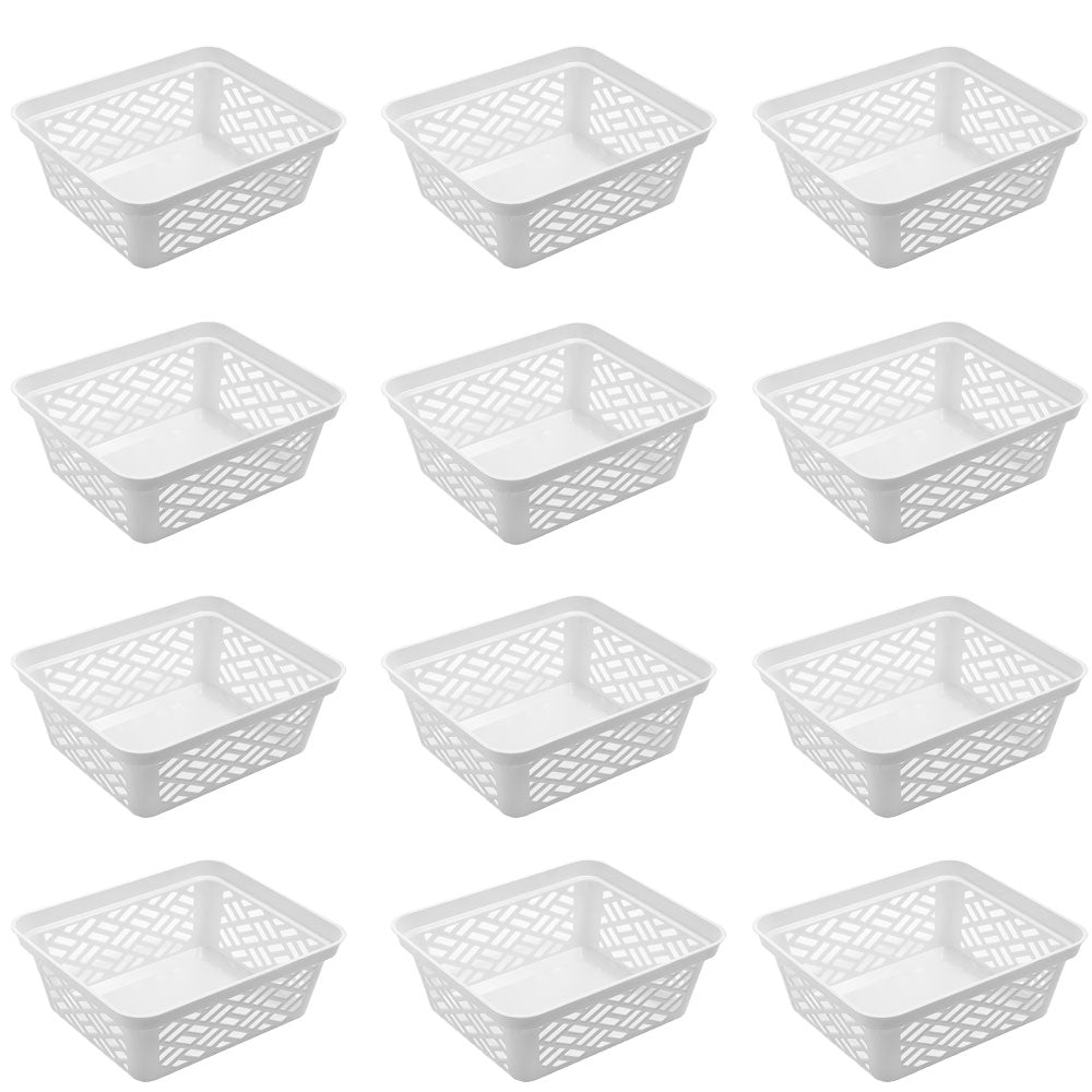 Ezy Storage Small Decorative Plastic Brickor Shelf Pantry Basket Bin, (12 Pack) - VMInnovations