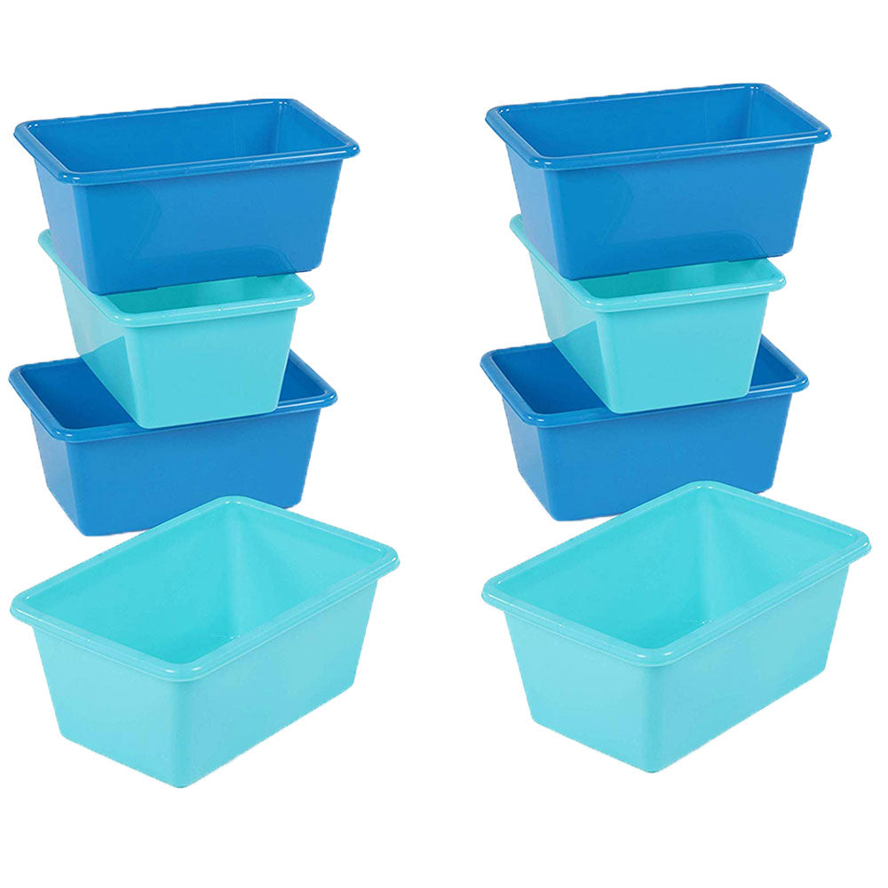 Tot Tutors SM111 Standard Plastic Storage Container Bins, Blue/Teal (Set of 8)