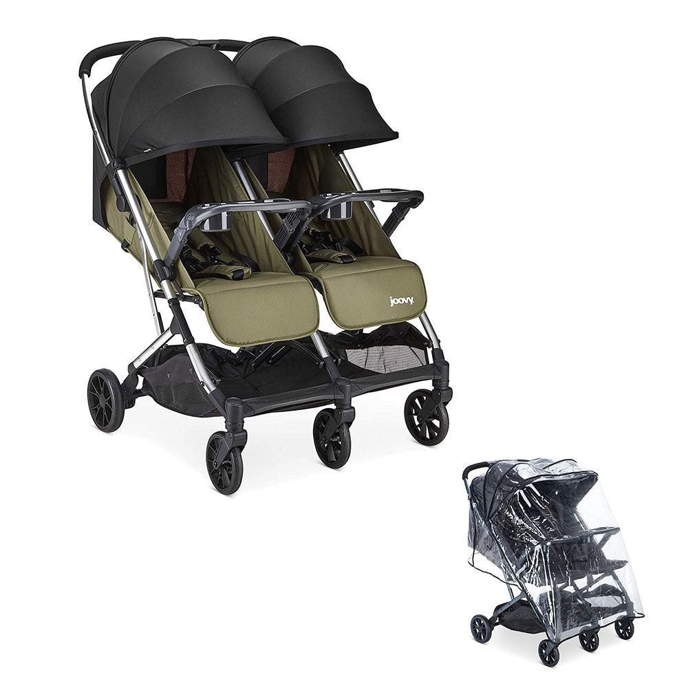Joovy Double Folding Adjustable Recline Stroller w/ Ventilated Rain Cover
