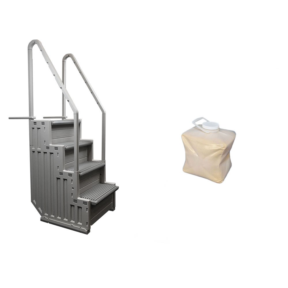 Confer Plastics In-Pool 4 Step Ladder w/Main Access Universal Anchor Sand Weight