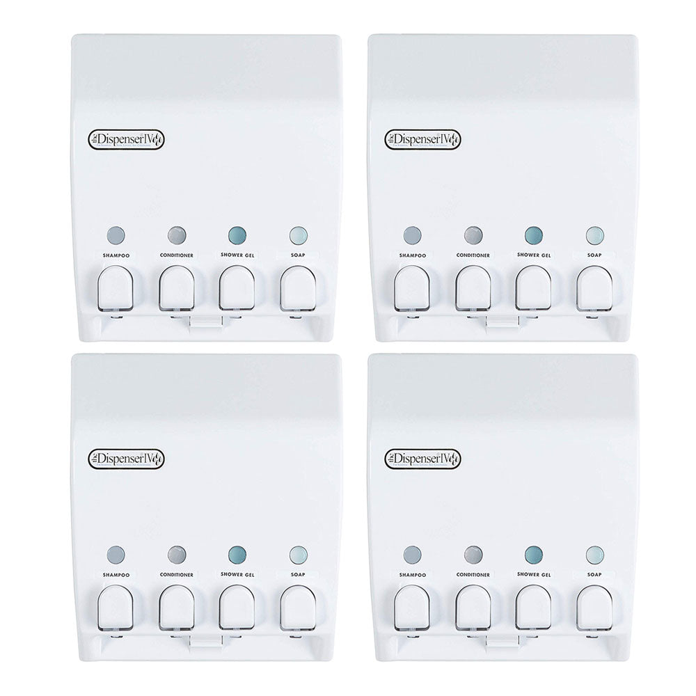 Better Living Products 4 Chamber Shower Organizer Dispenser, White (4 Pack)