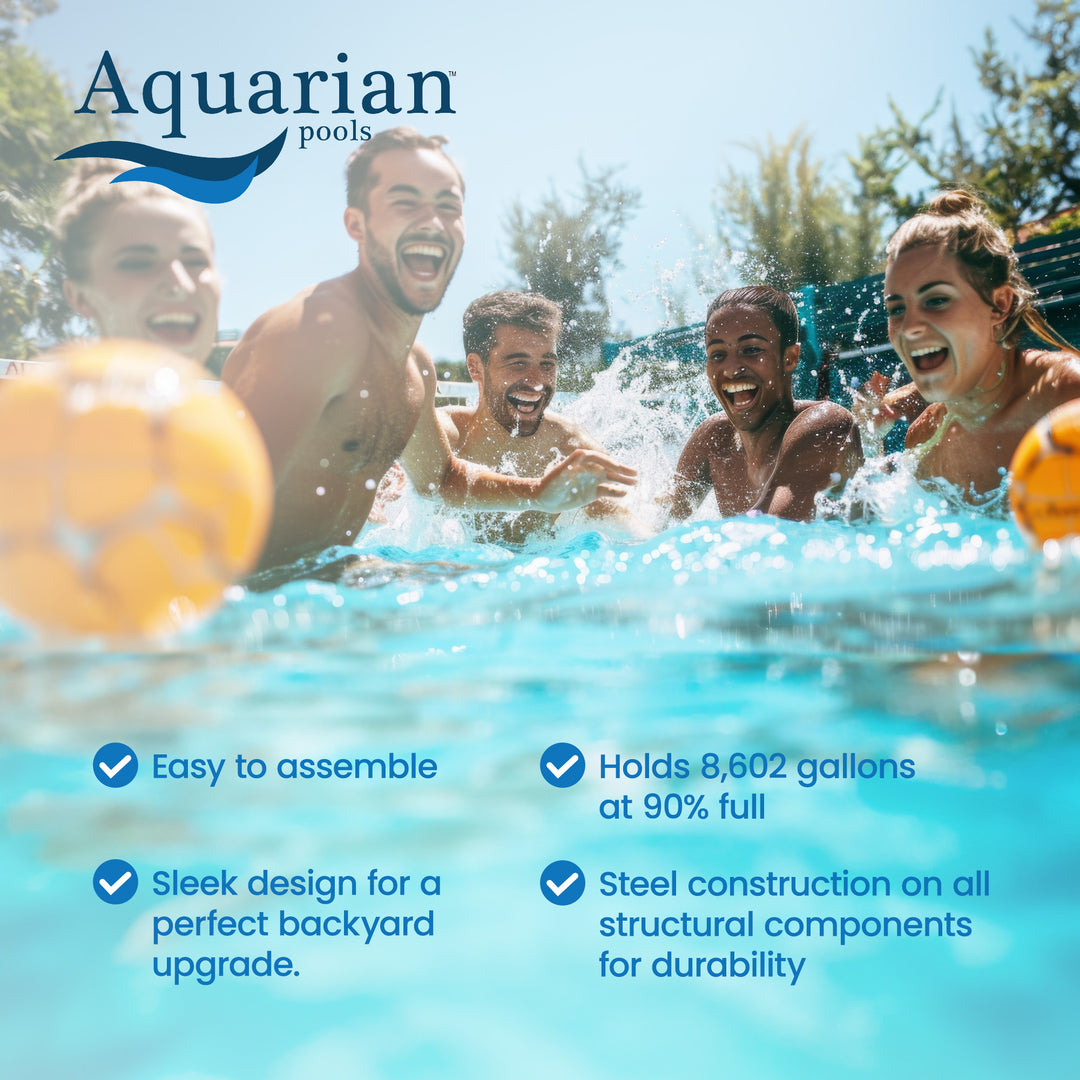 Aquarian Pools Khaki Venetian 24ft x 52in Outdoor Above Ground Swimming Pool - VMInnovations