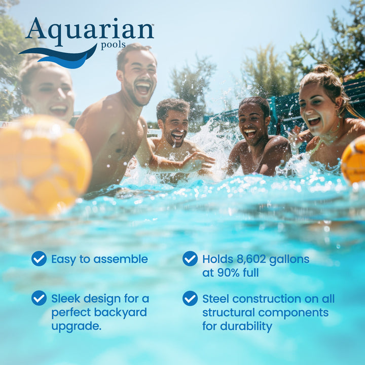 Aquarian Pools Khaki Venetian 24ft x 52in Outdoor Above Ground Swimming Pool - VMInnovations