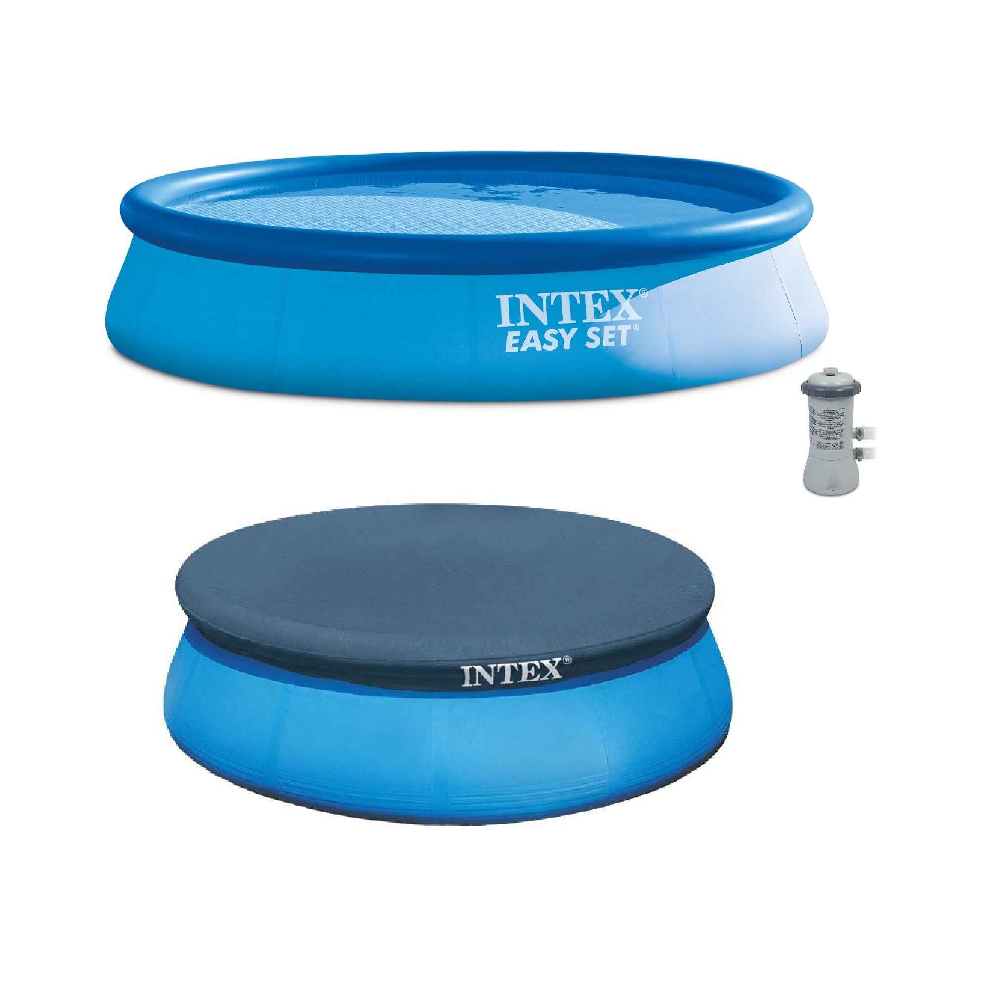 Intex 13'x32" Swimming Pool Kit & Pump 15' Pool Debris Vinyl Round Cover Tarp