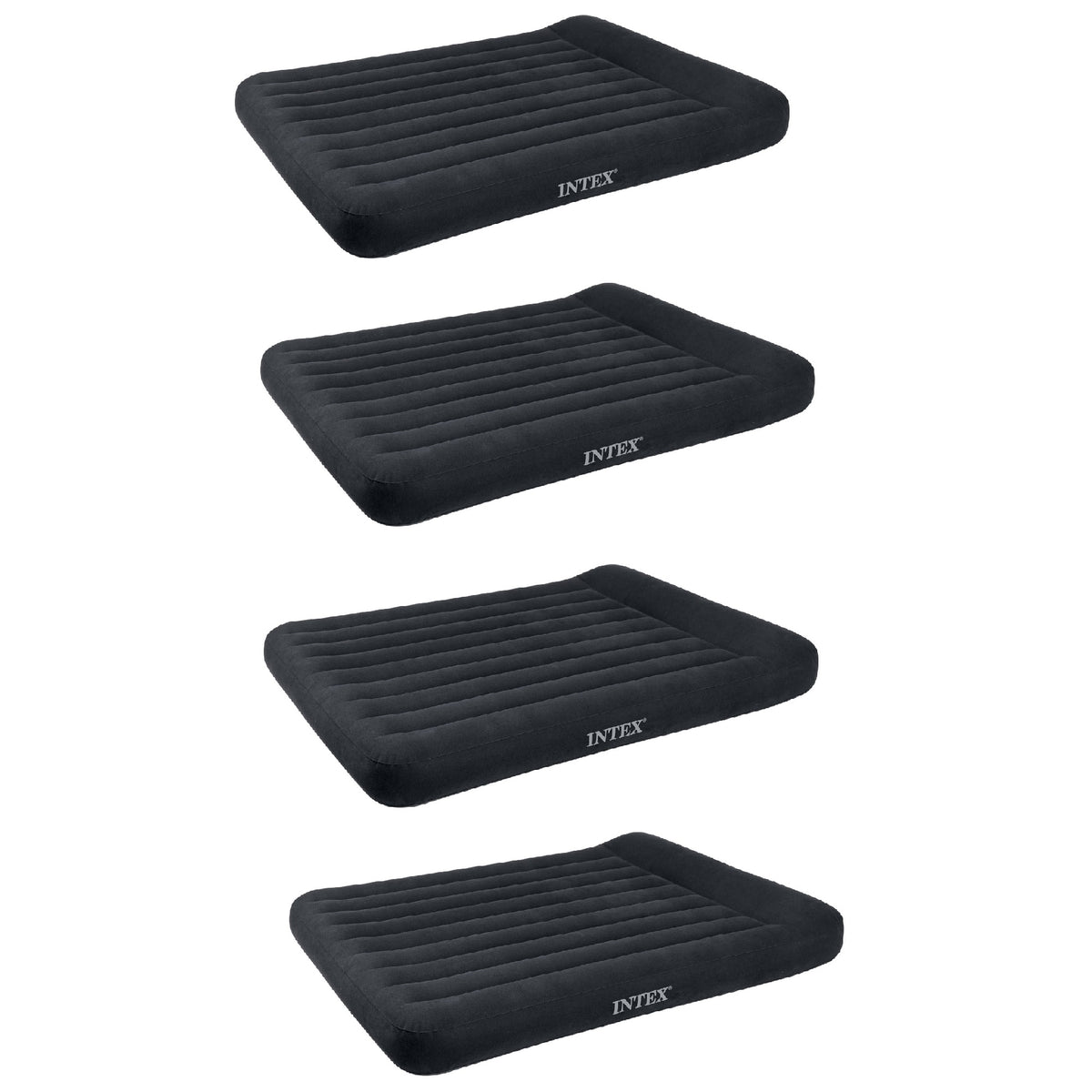 Intex Dura Beam Pillow Rest Classic Airbed with Built-In Pump, Queen (4 Pack)