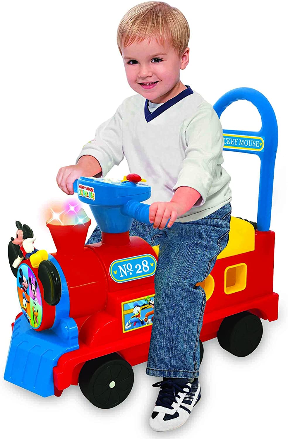 Kiddieland 054874 Mickey Mouse Play and Sort Ride On Train w/ Sounds & Lights (Refurbished)