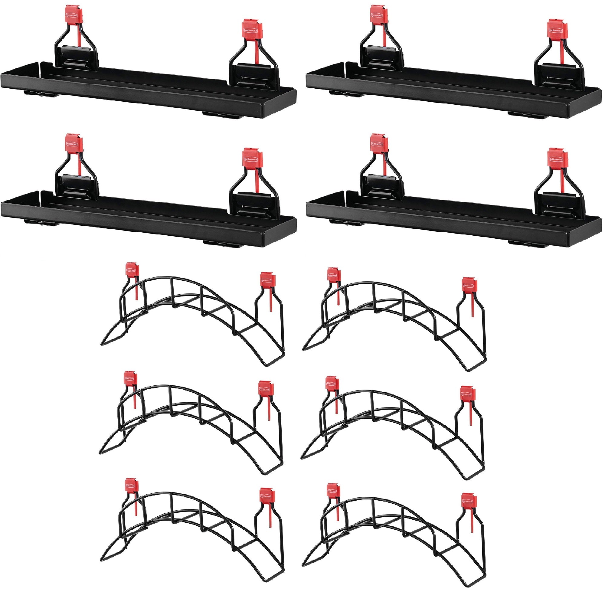Rubbermaid Metal Shed Shelf (4 Pack) & Mounted Hose Holder (6 Pack)