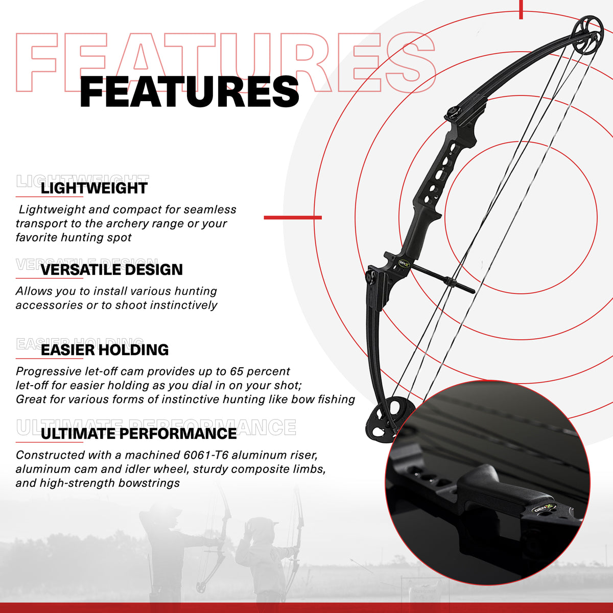 Genesis Gen-X Compound Bow for Archery & Hunting, Left Handed, Black (Open Box)