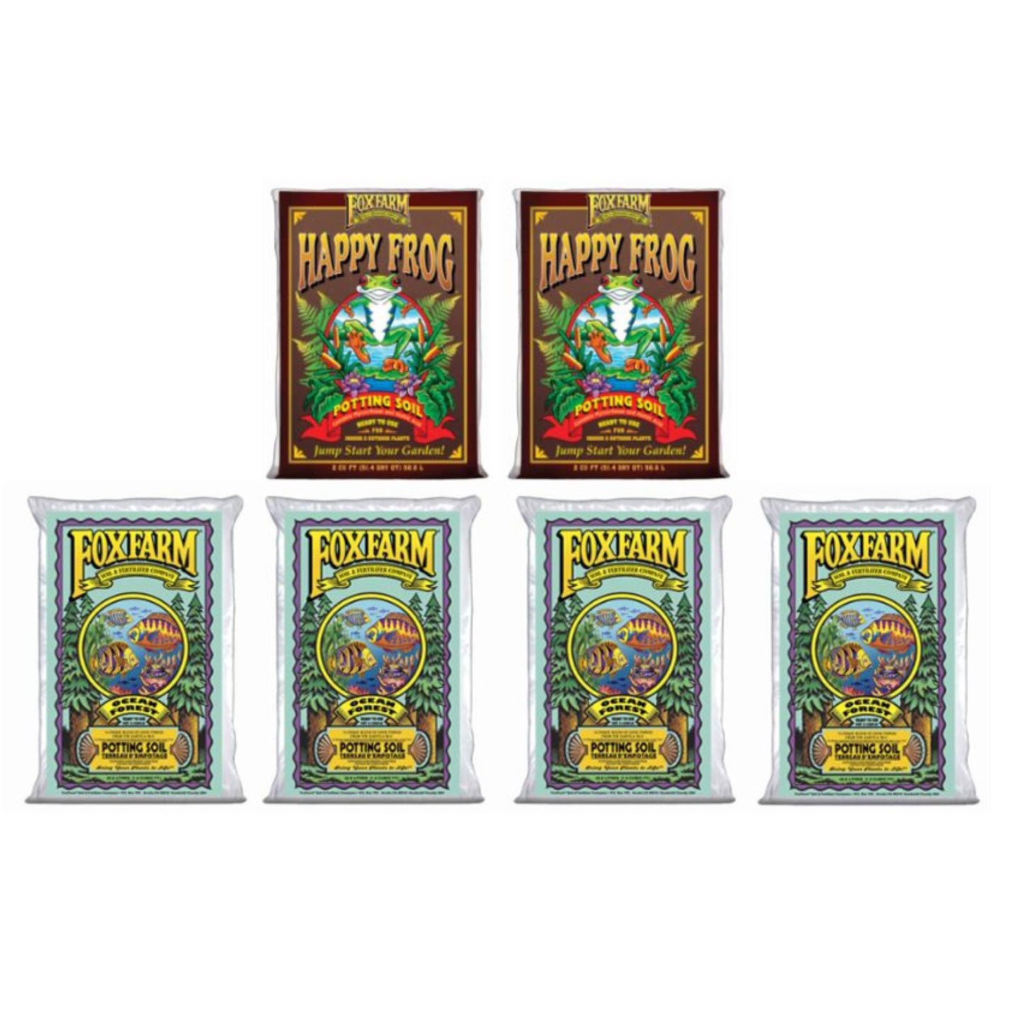 Foxfarm pH Adjusted Happy Frog Soil (2) & Ocean Forest Plant Garden Soil (4)