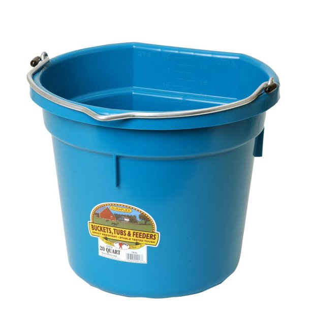Little Giant All Purpose Heavy Duty Flat Back 20 Quart Plastic Bucket, Teal - VMInnovations