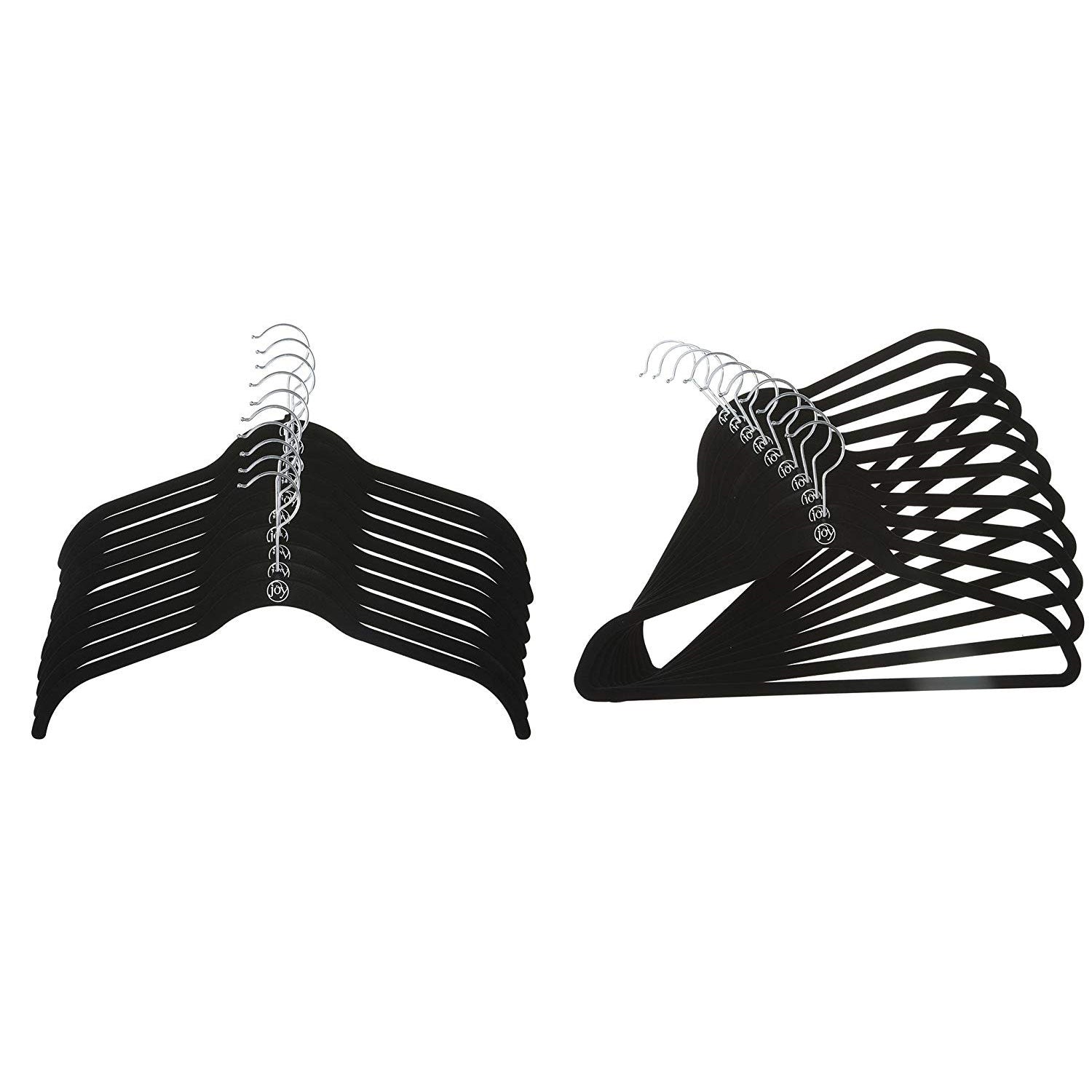 JOY Huggable Hangers Velvety Hangers 24-pack, Chrome, Black (Open Box)