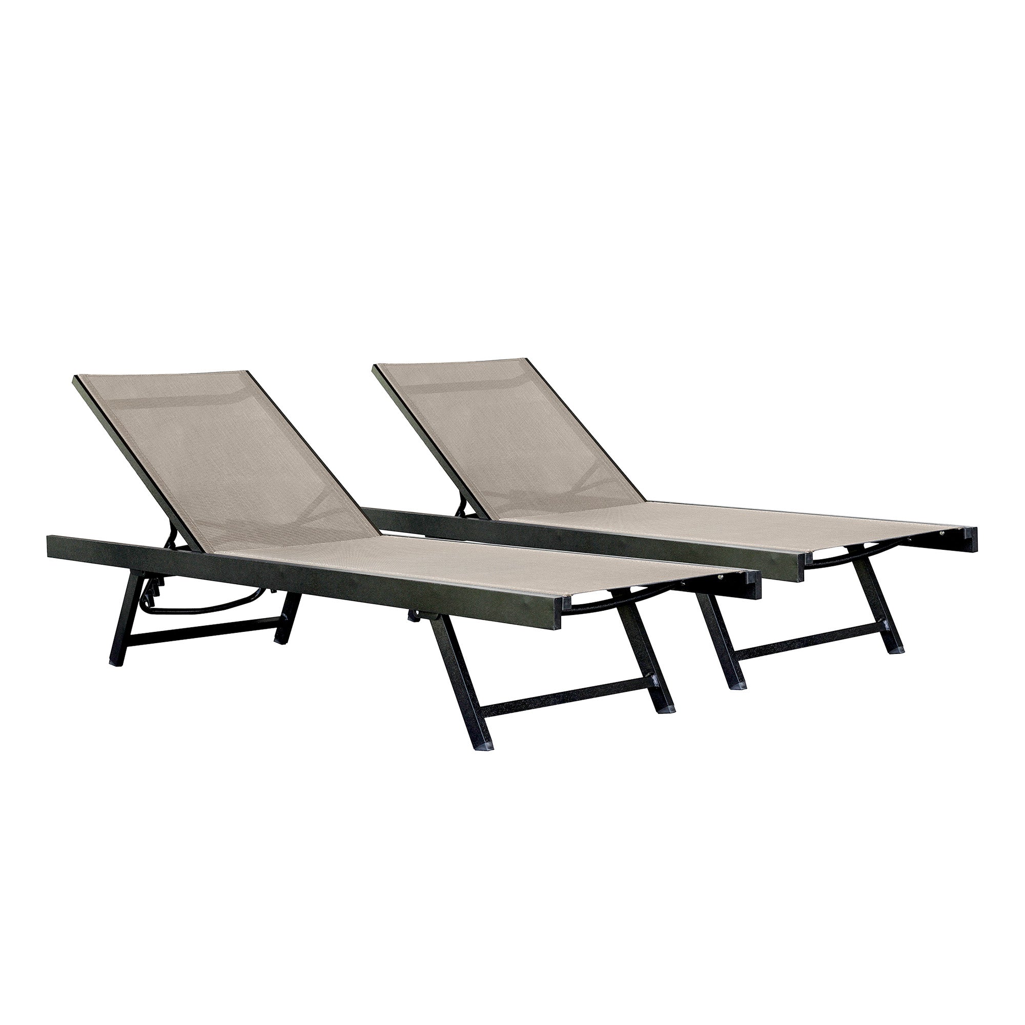 Vivere Aluminum Outdoor Chaise Lounge Chairs for Patio and Pool, Set of 2, Cocoa