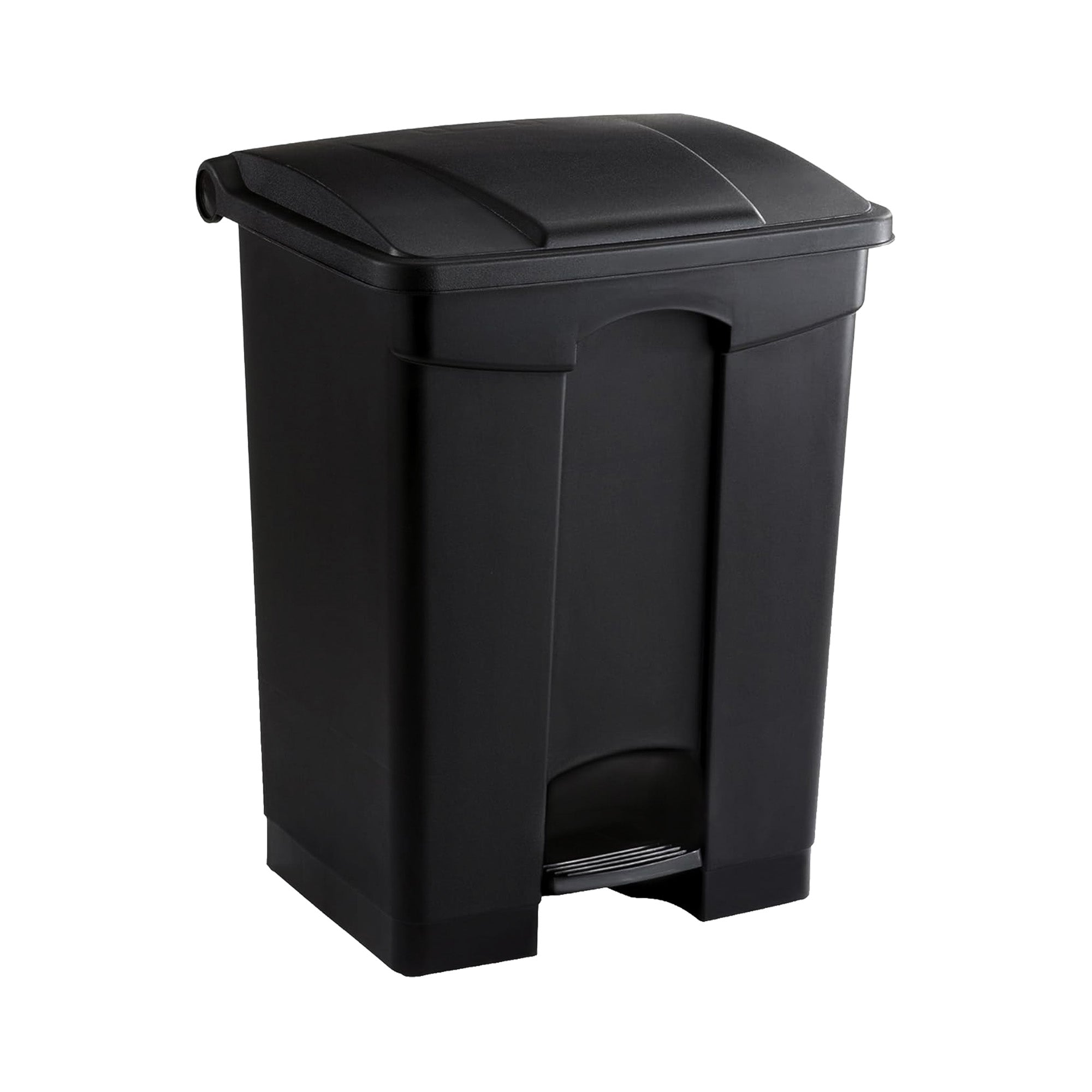 Safco Step On Trash Can w/Foot Pedal, 17 Gal Plastic Hands Free Waste Bin, Black