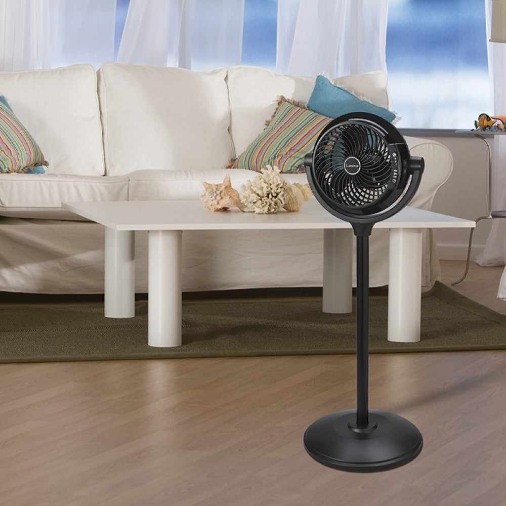 Lasko 34 Inch 3 Speed Adjustable Fixed Direction Power Pedestal Floor Fan, Black