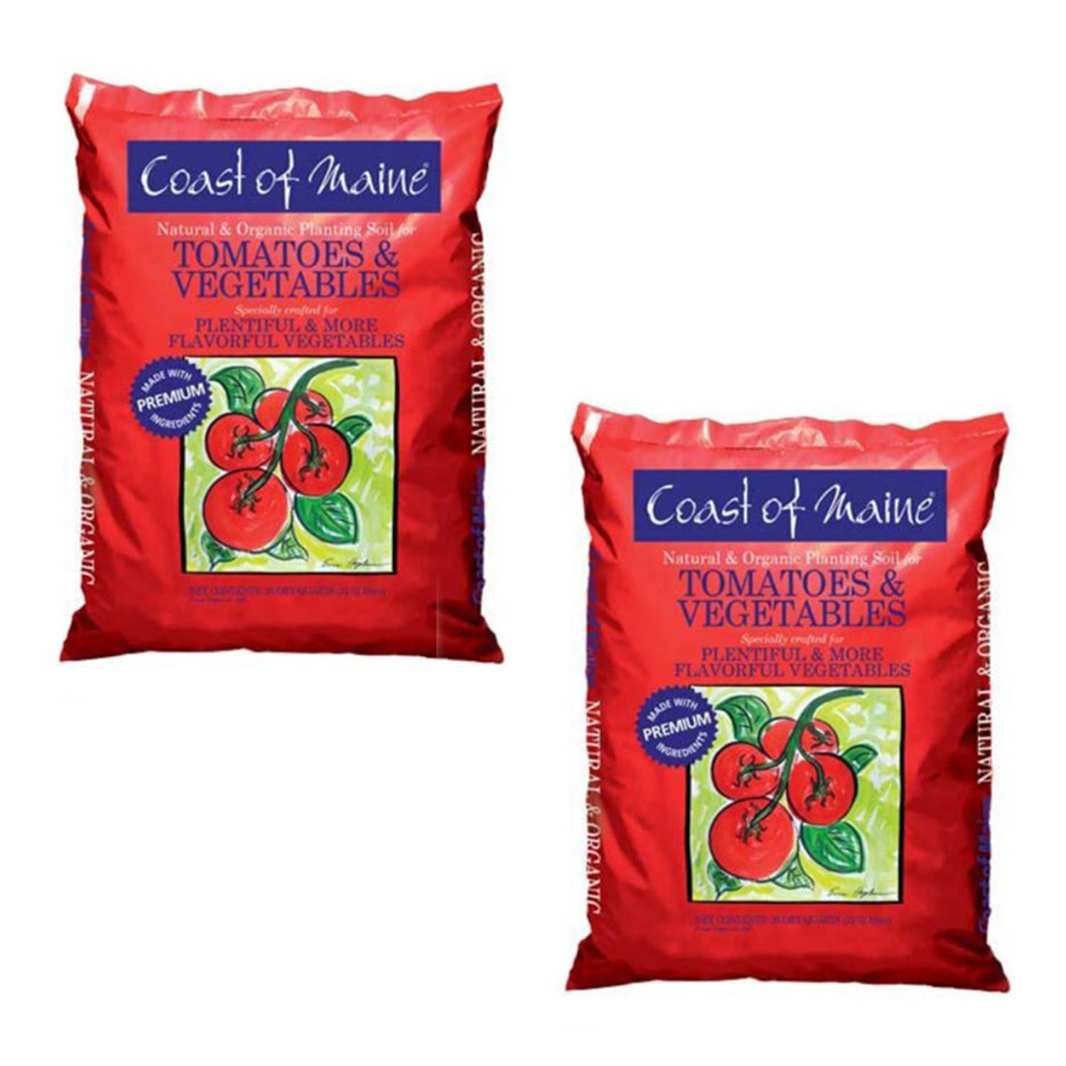 Coast of Maine OMRI Listed Tomato & Vegetable Planting Soil, 20 Qt Bag (2 Pack) - VMInnovations