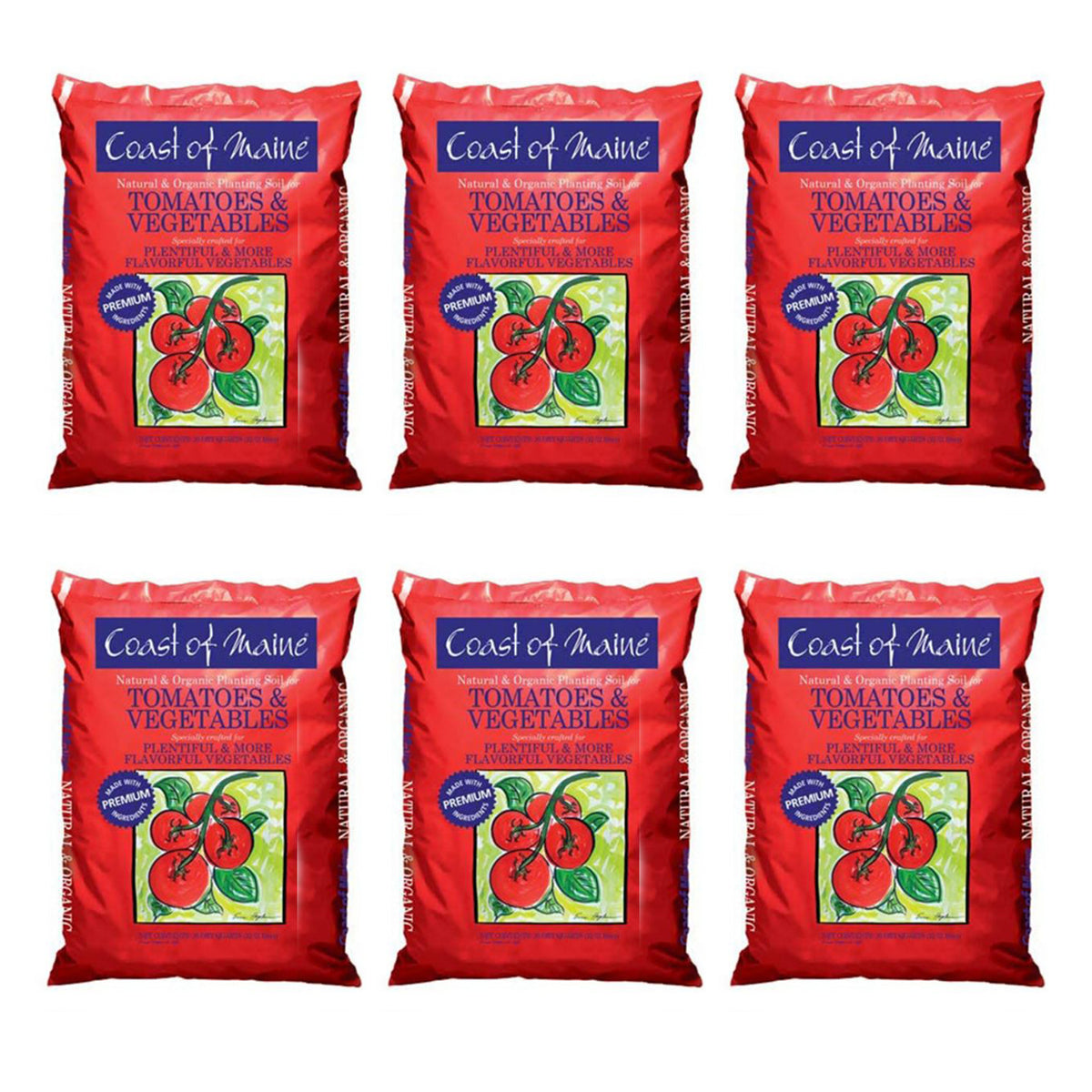 Coast of Maine OMRI Listed Tomato & Vegetable Planting Soil, 20 Qt Bag (6 Pack)