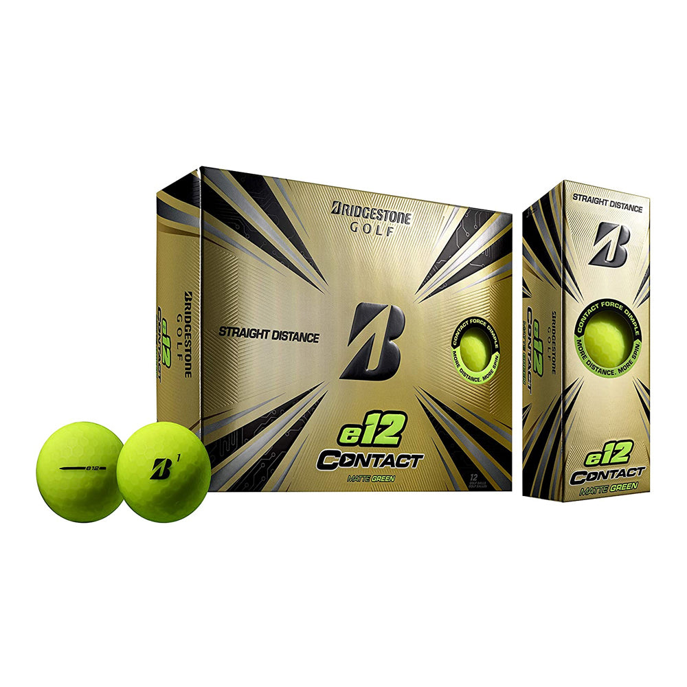 Bridgestone e12 CONTACT Golf Balls with Dimples, Green, 12 Pack (Open Box)