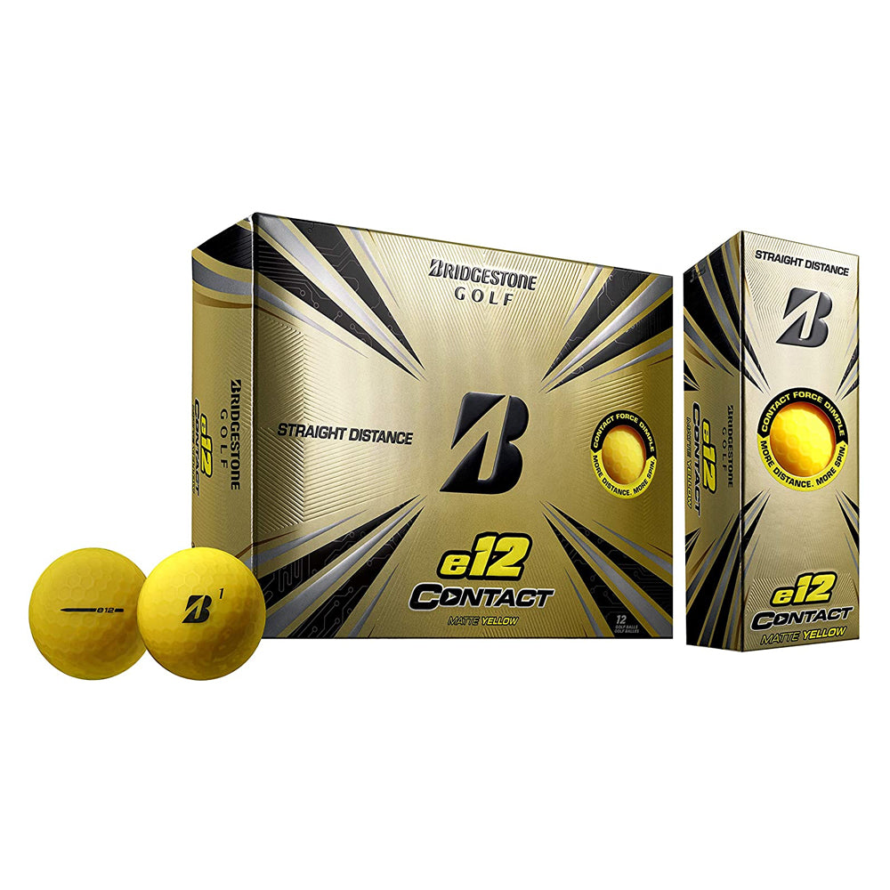 Bridgestone e12 CONTACT Golf Balls Contact Dimples, Yellow, 12 Pack (Open Box)