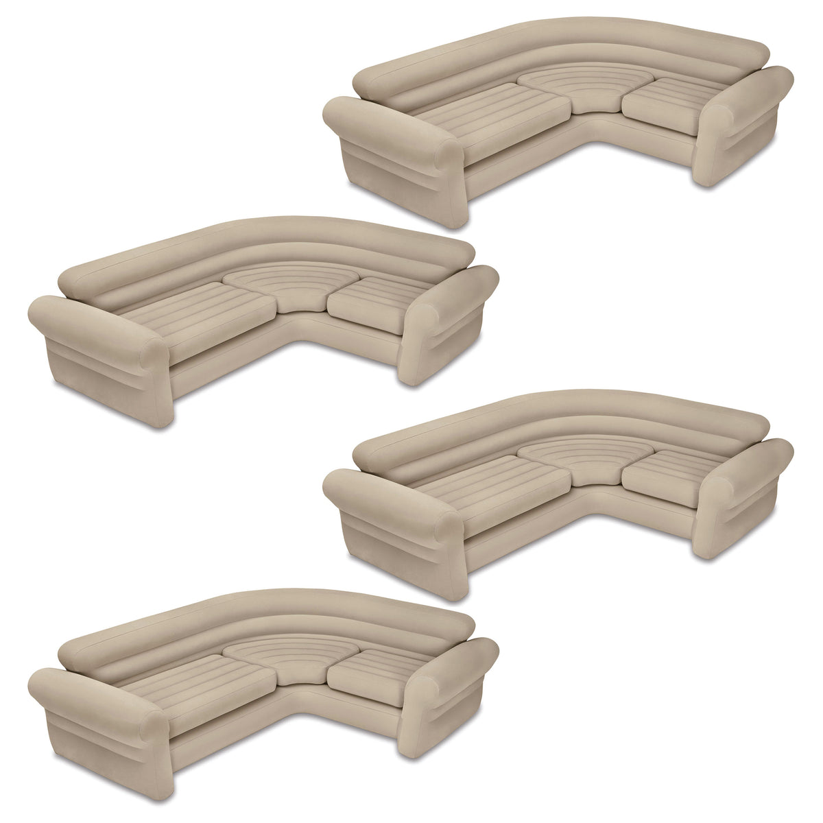 Intex Inflatable Corner Living Room Air Mattress Sectional Sofa, Beige(4 Pack) - VMInnovations