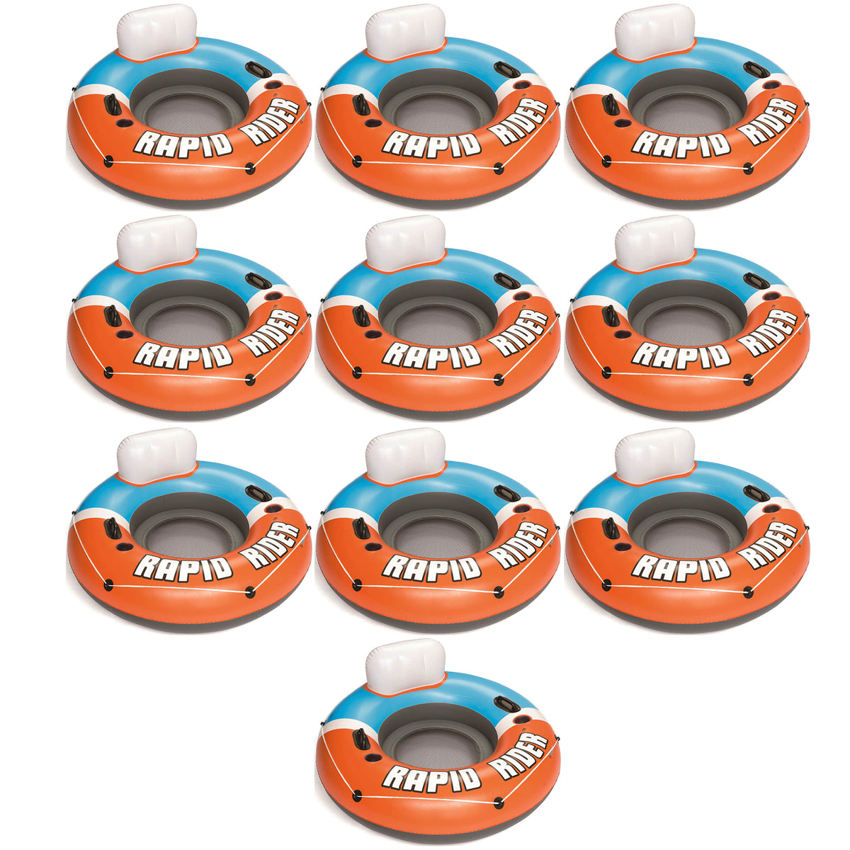 Bestway CoolerZ Rapid Rider Inflatable River Lake Pool Float, Orange (10 Pack)