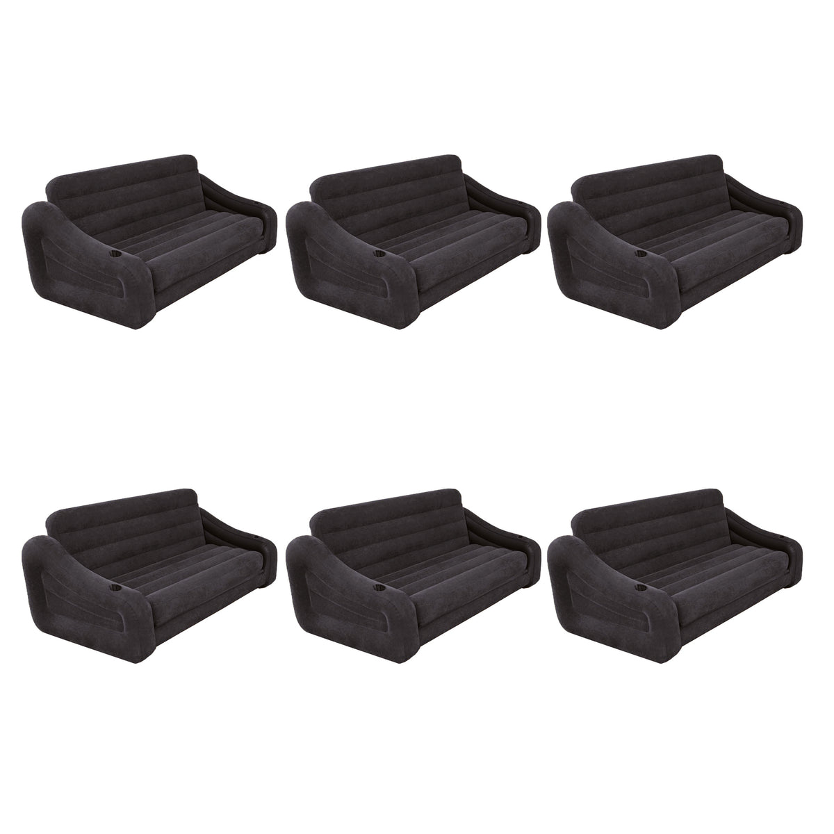 Intex Queen Size Pull Out Futon Sofa Couch Sleep Away Bed, Dark Gray (6 Pack)