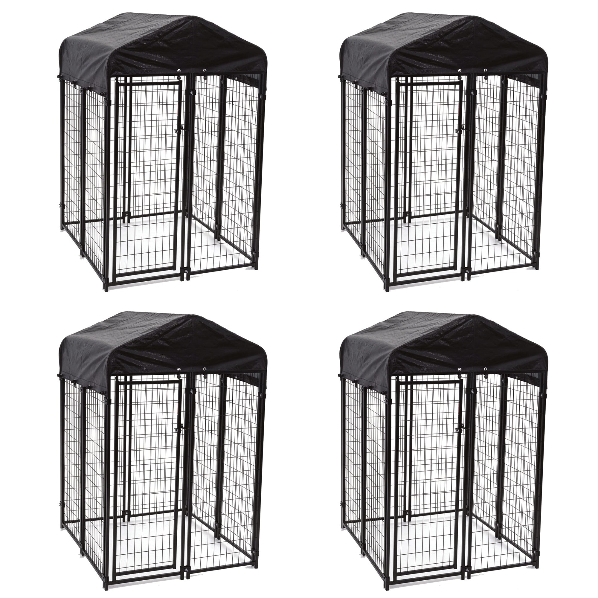 Lucky Dog Uptown Outdoor Covered Kennel Heavy Duty Dog Cage Pen (4 Pack) - VMInnovations