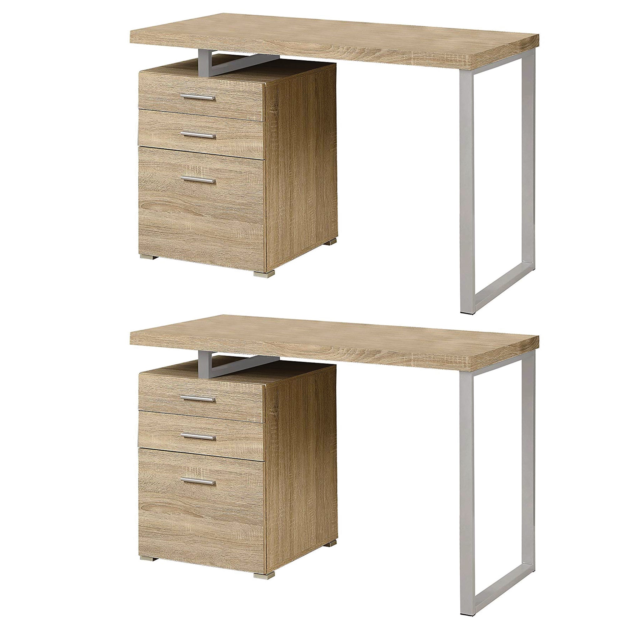 Monarch Specialties 48" Industrial Design Office Computer Desk, Natural (2 Pack)