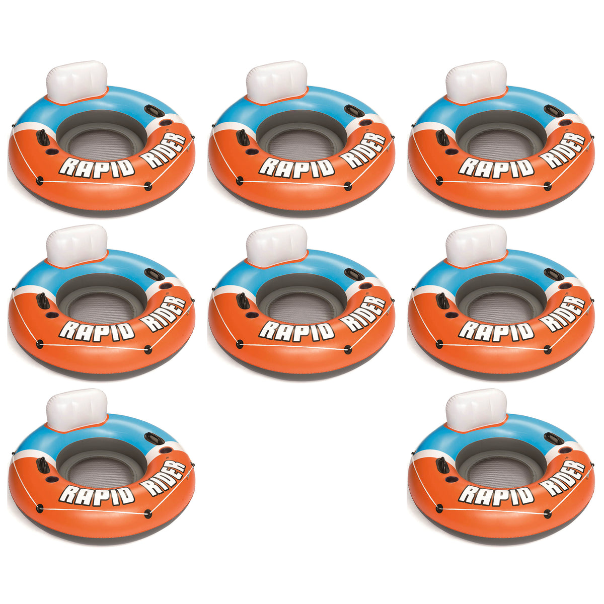 Bestway CoolerZ Rapid Rider Inflatable River Lake Pool Float, Orange (8 Pack)