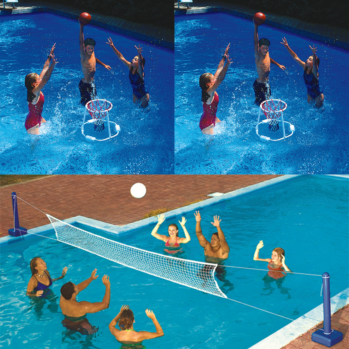Swimline Volleyball Game w/ Swimline Hoops Floating Basketball Game (2 Pack)
