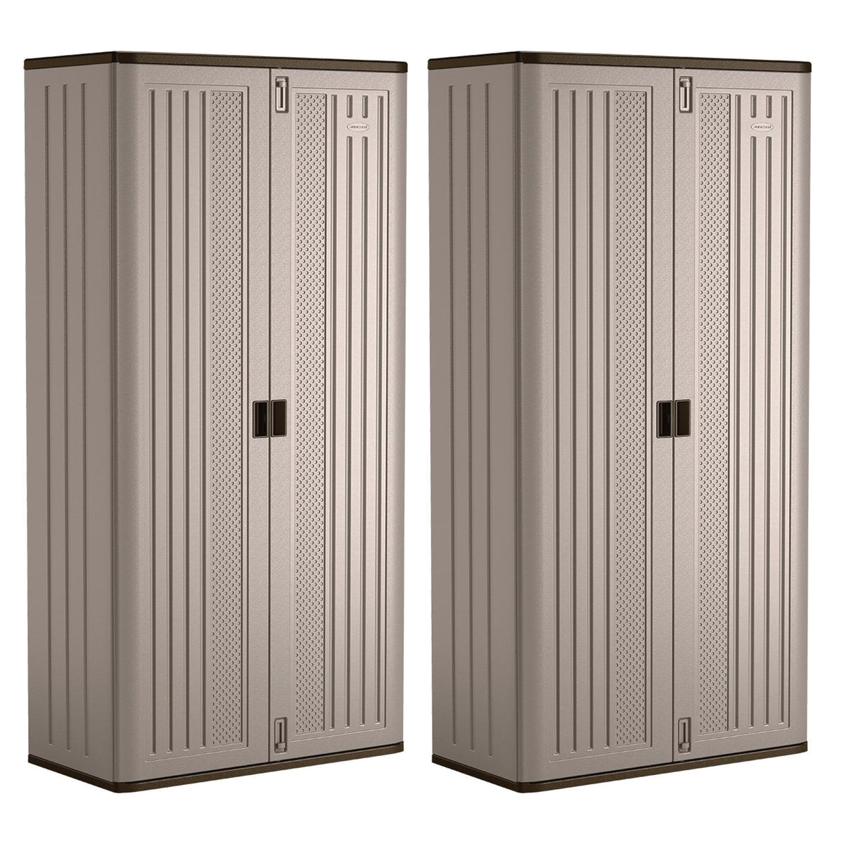 Suncast Mega Tall Storage Cabinet with Shelves and Doors, Platinum (2 Pack)