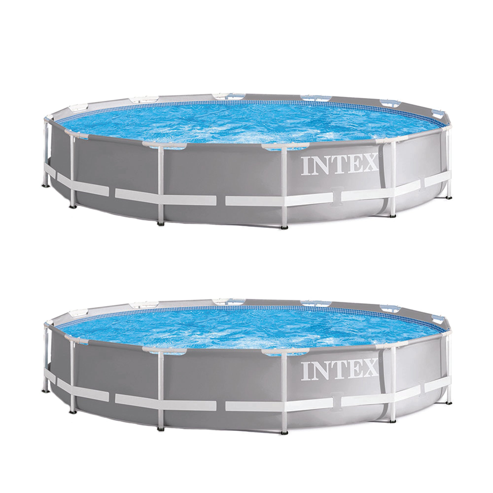 Intex 12 Ft x 30 In Durable Prism Steel Frame Above Ground Swimming Pool(2 Pack)