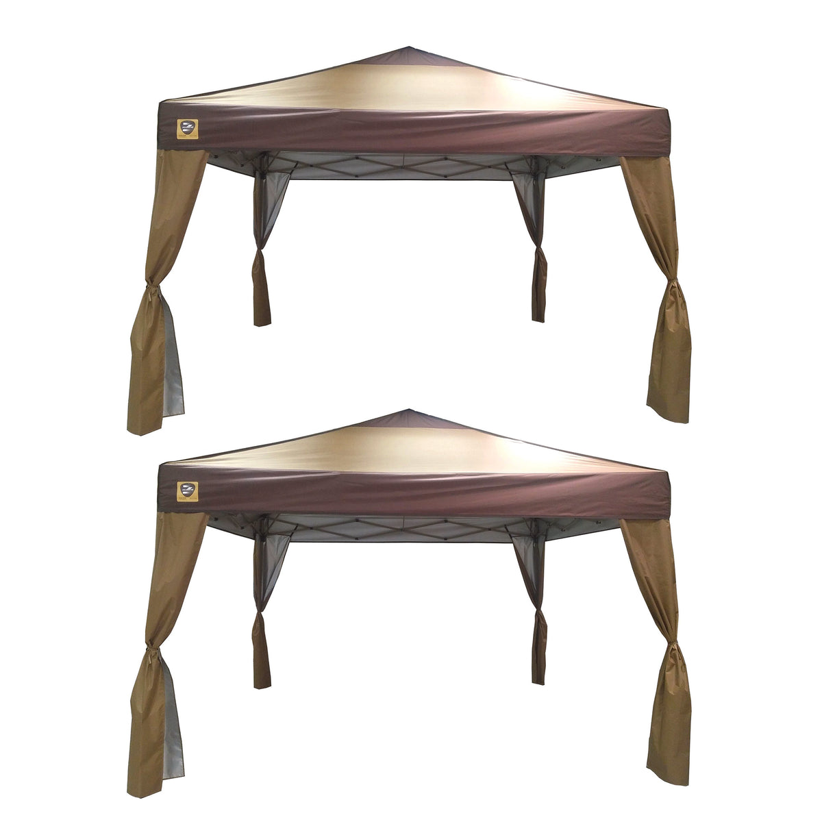 Z-Shade Lawn and Garden Outdoor Portable Canopy with Skirts, Tan (2 Pack)