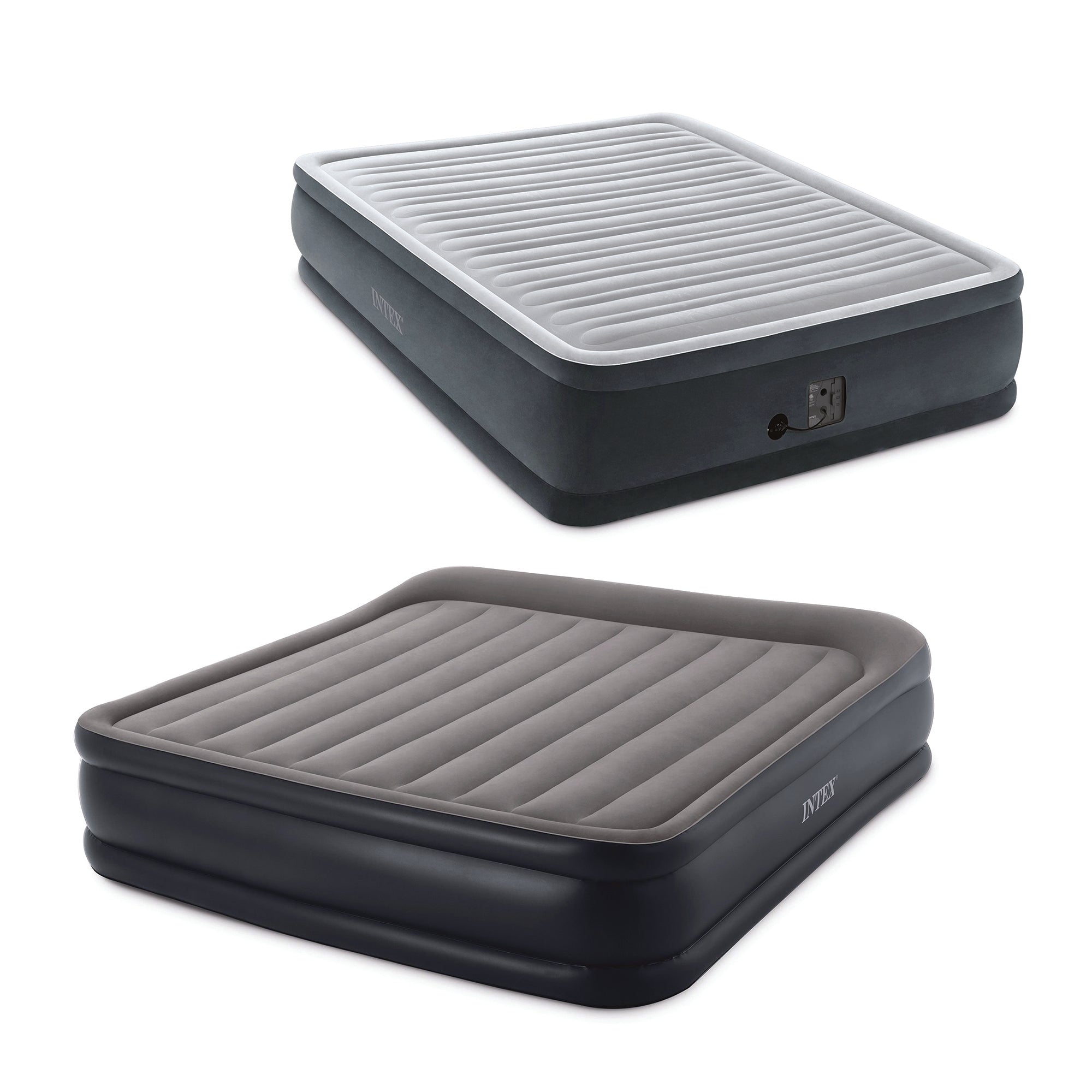 Deluxe Inflatable Airbed w/ Built In Pump, King & Plus Series Airbed w/ Built-In Pump, Queen (Bundle)