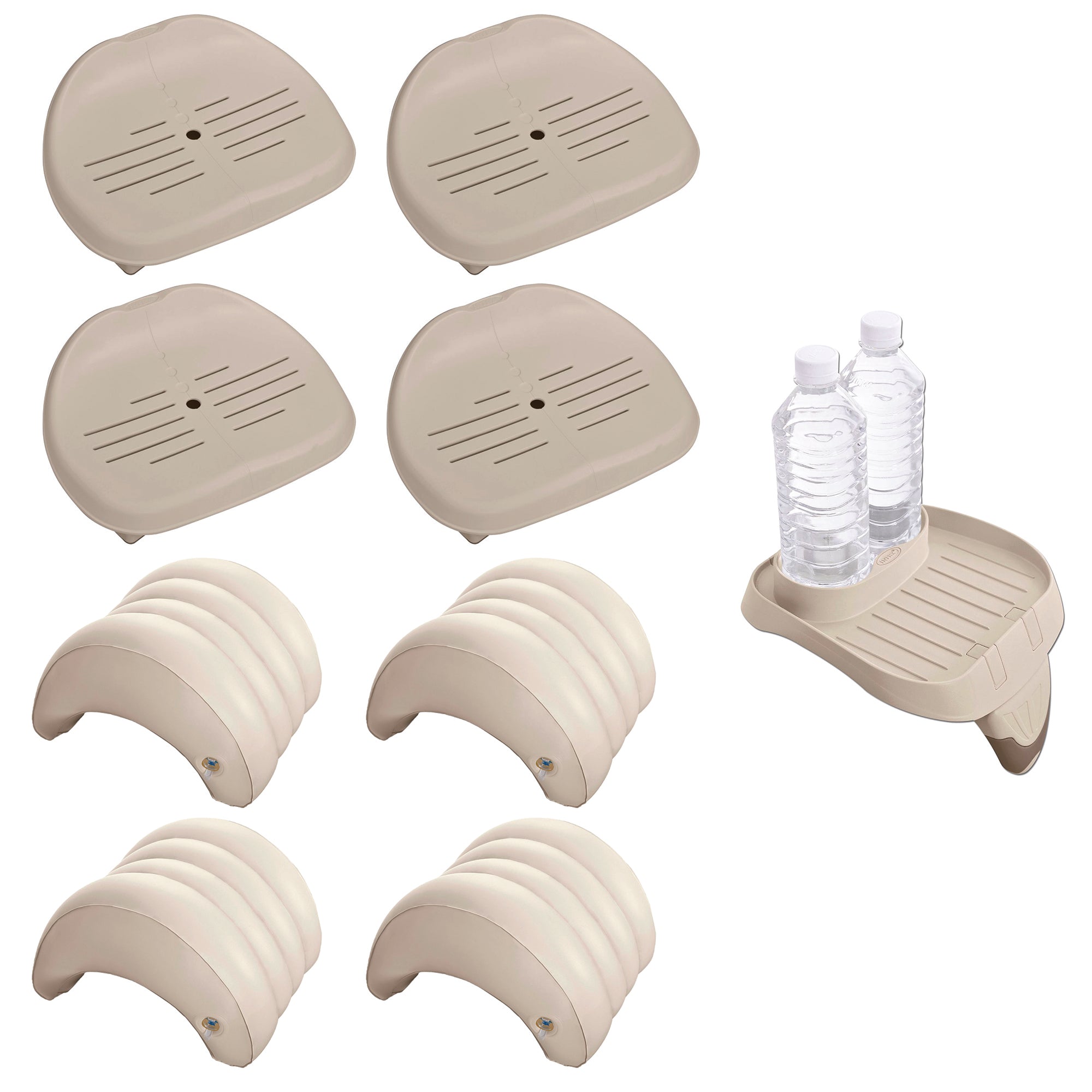 Intex Inflatable HotTub Seat(4) , Attachable Cup Holder, Inflatable Head Rest(4)