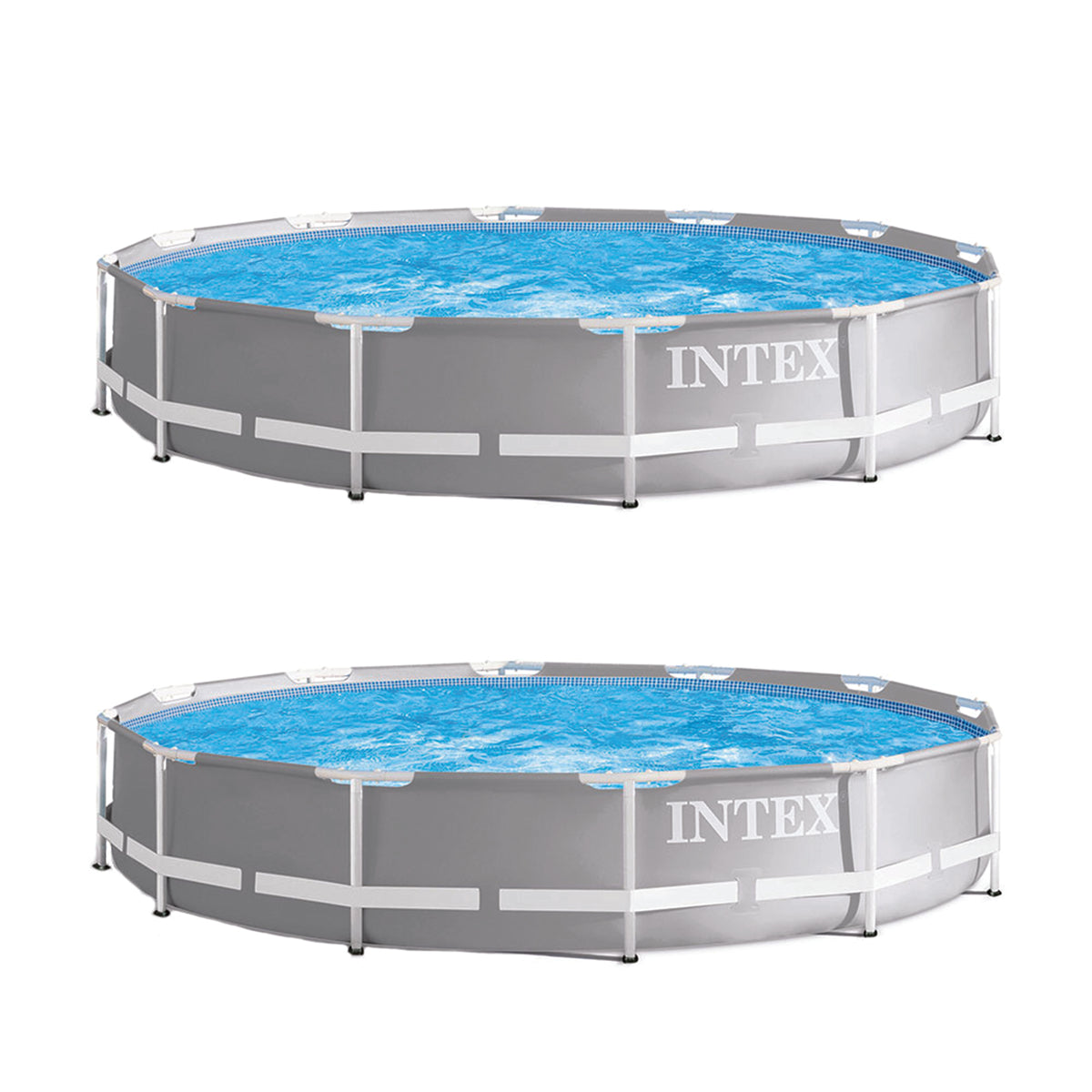 Intex 12 Ft x 30 In Durable Prism Steel Frame Above Ground Swimming Pool(2 Pack)
