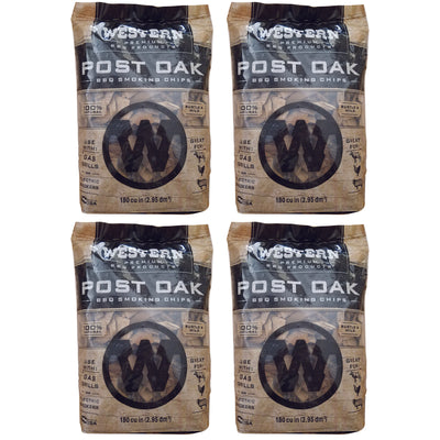 Western BBQ Products Post Oak Barbecue Cooking Chips, 180 Cubic Inches (4 Pack)